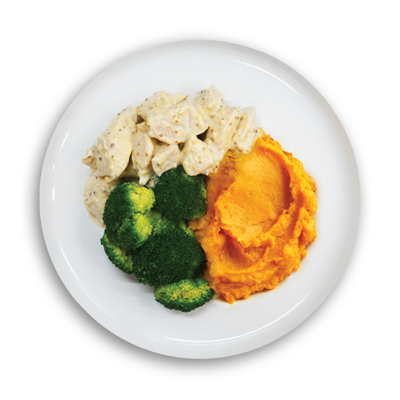 Large Sweet Mustard Chicken with Pumpkin Mash and Broccoli - Frozen